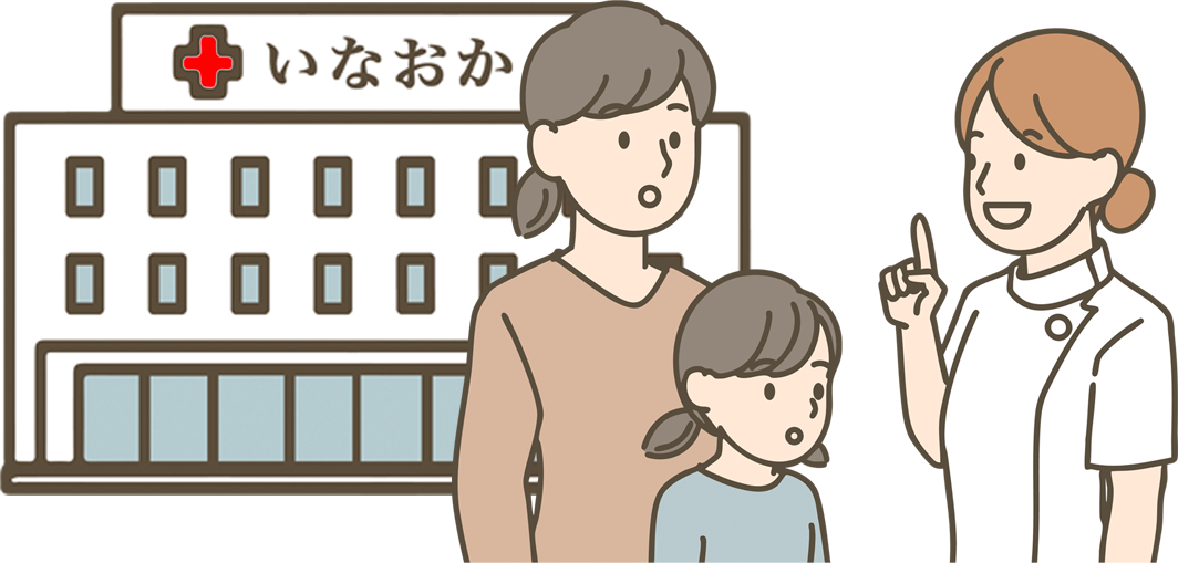 病院と患者様と看護師アイコン